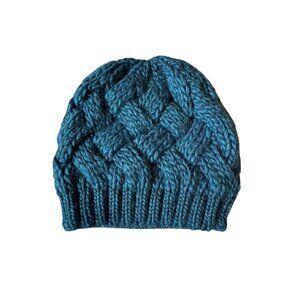 Cintelli & Galluzzo Blue Cable Knit Wool Blend Winter Hat Beanie Made In Italy